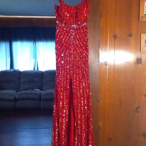 Long red dress used once for prom